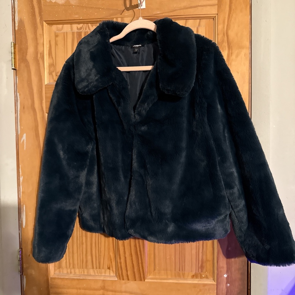Express Women's Dark Blue Teddy Jacket